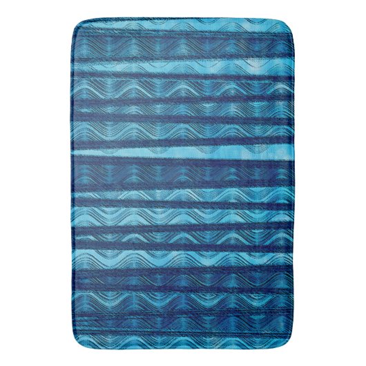 Blue Retro Wave Unique Cool Patroon Badmat (Voorkant Verticaal)