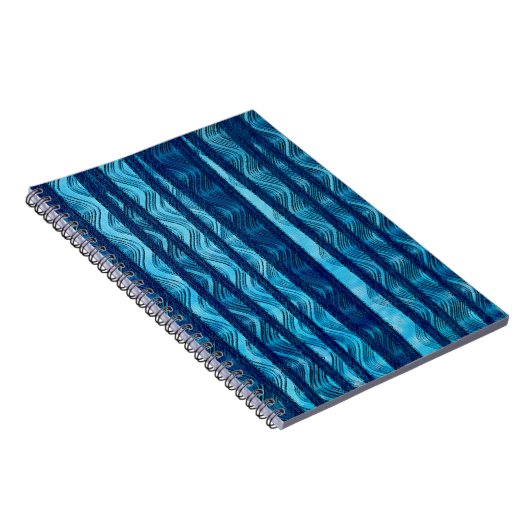 Blue Retro Wave Unique Cool Patroon Notitieboek (Rechterzijde)