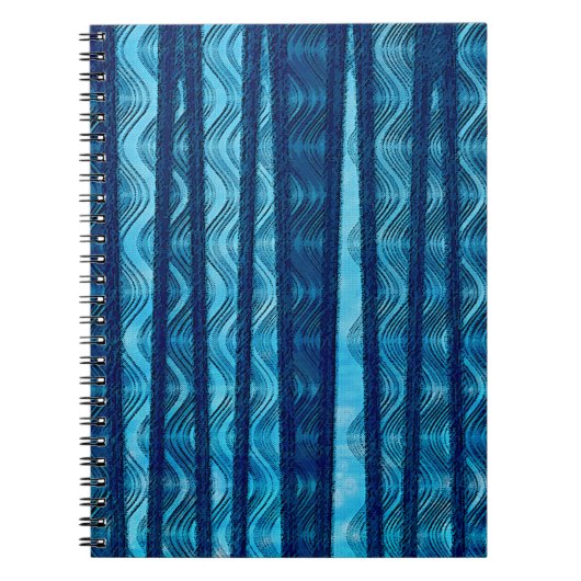 Blue Retro Wave Unique Cool Patroon Notitieboek (Voorkant)