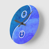 Blue Retro Yin Yang Ronde Klok (Hoek)