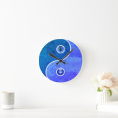 Blue Retro Yin Yang Ronde Klok (Huis)
