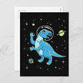 Blue Rhabdodon Dinos in de ruimte Briefkaart (Voorkant / Achterkant)