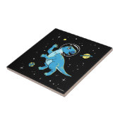 Blue Rhabdodon Dinos in de ruimte Tegeltje (Zijkant)