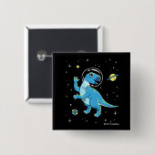 Blue Rhabdodon Dinos in de ruimte Vierkante Button 5,1 Cm (Voorkant /achterkant)