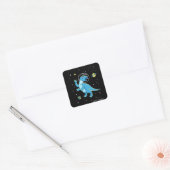 Blue Rhabdodon Dinos in de ruimte Vierkante Sticker (Envelop)