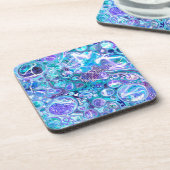 Blue Rhapsody | Abstracte kunst Bier Onderzetter (Linkerzijde)