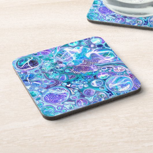 Blue Rhapsody | Abstracte kunst Bier Onderzetter (Linkerzijde)