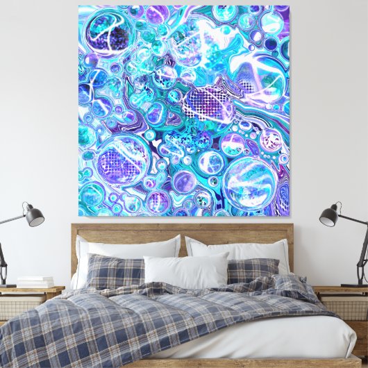 Blue Rhapsody | Abstracte kunst Canvas Afdruk (Insitu (Slaapkamer))