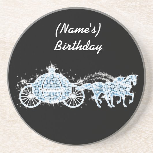 Blue Rhinestone Cinderella Carriage Onderzetter (Voorkant)