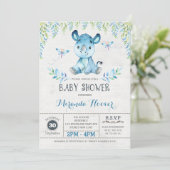 Blue Rhinoceros / Oerwoud Rhino Boy Baby shower Kaart (Staand voorkant)