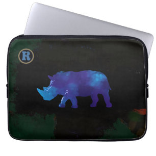 blue rhinodierkunst laptop sleeve