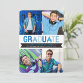 Blue Ribbon Afstuderen Fotogradatie Party Kaart (Staand voorkant)