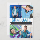 Blue Ribbon Afstuderen Fotogradatie Party Kaart (Voorkant)