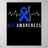 Blue Ribbon ALS Awareness Heartbeat Poster (Voorkant)