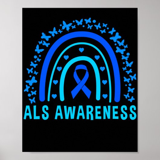 Blue Ribbon ALS Awareness Rainbow Poster (Voorkant)