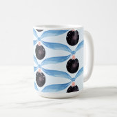 Blue Ribbon and Black Ornament Holiday Card Koffiemok (Voorkant rechts)