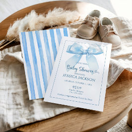 Blue Ribbon Baby Boy Shower Aankondiging