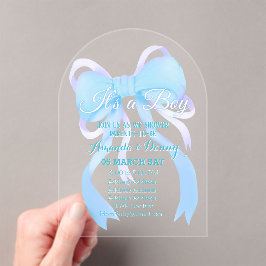 Blue Ribbon Baby Boy Shower Arch Acryl Uitnodigingen