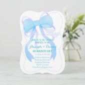 Blue Ribbon Baby Boy Shower Feestdagenkaart (Staand voorkant)