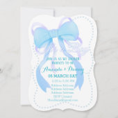 Blue Ribbon Baby Boy Shower Feestdagenkaart (Voorkant)