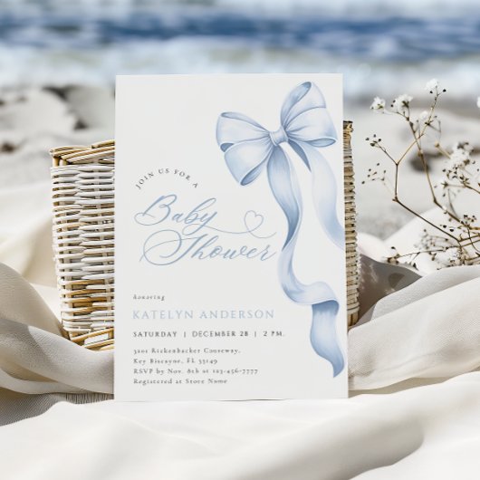 Blue Ribbon Baby shower Uitnodiging