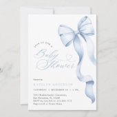 Blue Ribbon Baby shower Uitnodiging (Voorkant)