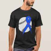 Blue Ribbon Baseball Diabetes Awareness Warrior T-shirt (Voorkant)