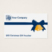 Blue Ribbon Bells Christmas Gift Voucher Kaart (Voorkant)