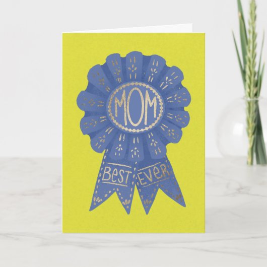 Blue Ribbon Best Ever Mam Moederdag Kaart (Voorkant)