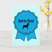 Blue Ribbon Best in Show met Dog in Silhouette Kaart (Gele Bloem)