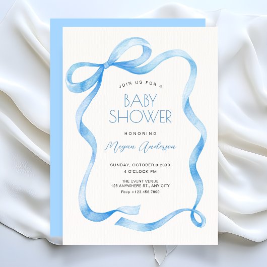 Blue ribbon bow kaart