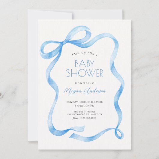 Blue ribbon bow kaart (Voorkant)