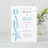 BLUE RIBBON BOY BABY SHOWER Invitation Kaart (Staand voorkant)