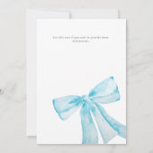 BLUE RIBBON BOY BABY SHOWER Invitation Kaart (Achterkant)