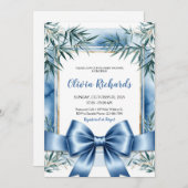 Blue Ribbon Chinoiserie Baby shower Uitnodiging (Voorkant / Achterkant)