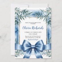 Blue Ribbon Chinoiserie Baby shower Uitnodiging