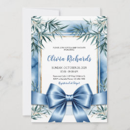 Blue Ribbon Chinoiserie Baby shower Uitnodiging