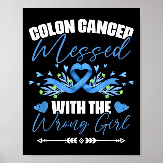 Blue Ribbon Colon Cancer Girl Survivor Colorectal Poster (Voorkant)