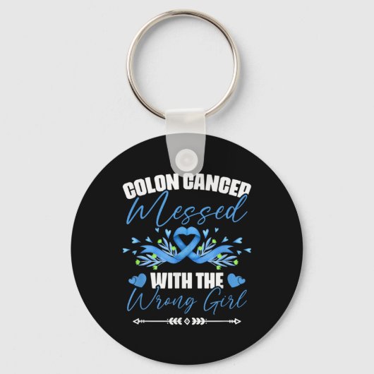 Blue Ribbon Colon Cancer Girl Survivor Colorectal  Sleutelhanger (Voorkant)