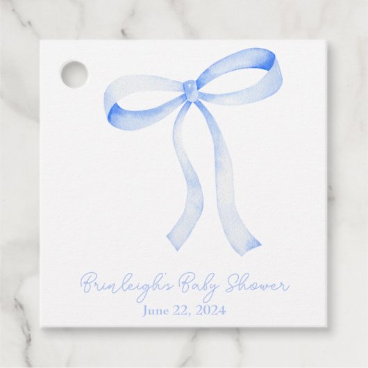 Blue Ribbon Coquette gepersonaliseerd Bedankjes Labels (Voorkant)