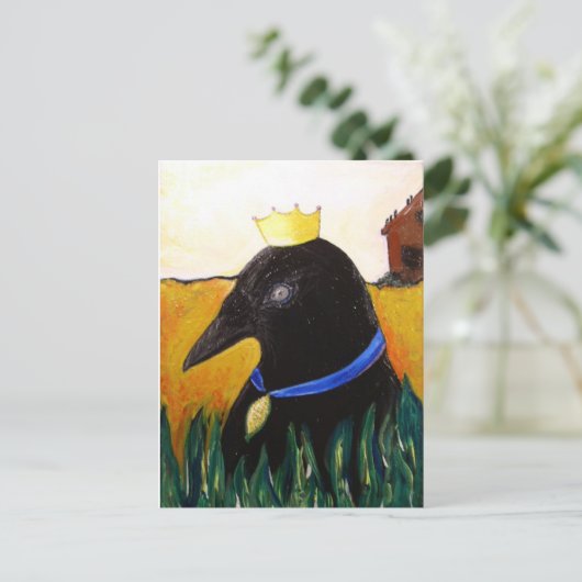 Blue Ribbon Crow Briefkaart (Staand voorkant)