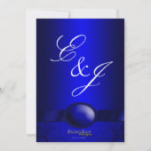 Blue Ribbon Damask Wedding Uitnodiging (Achterkant)