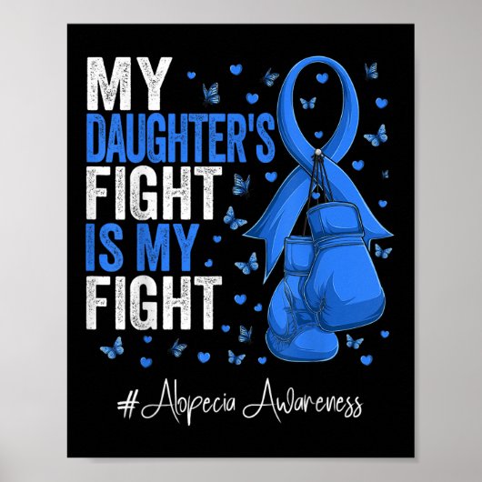 Blue Ribbon Daughter Alopecia Awareness Poster (Voorkant)