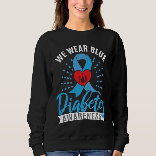 Blue Ribbon Diabetes Warrior Support Diabetes Awar Trui (Voorkant)