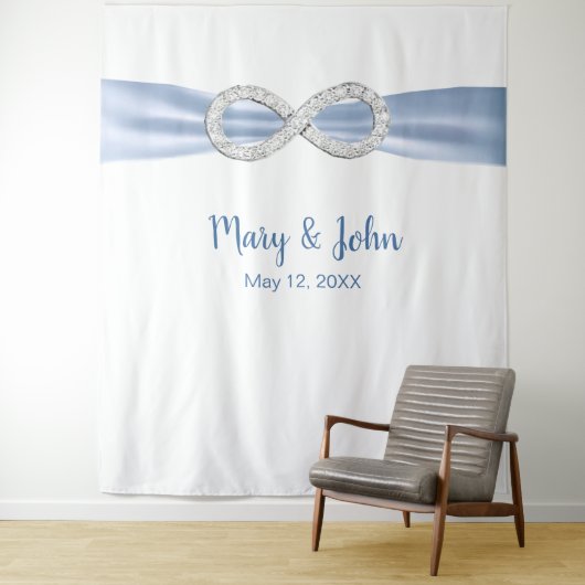 Blue Ribbon Diamond Infinity Wedding Achtergrond Wandkleed (In situ)
