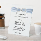 Blue Ribbon Diamond Infinity Wedding Safety Reclamebord Met Voetstuk (Insitu)