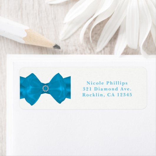 Blue Ribbon & Diamonds Bridal Shower Invitation Etiket (Insitu)