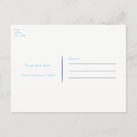 Blue Ribbon & Diamonds Elegant Glam Save the Date Aankondigingskaart (Achterkant)