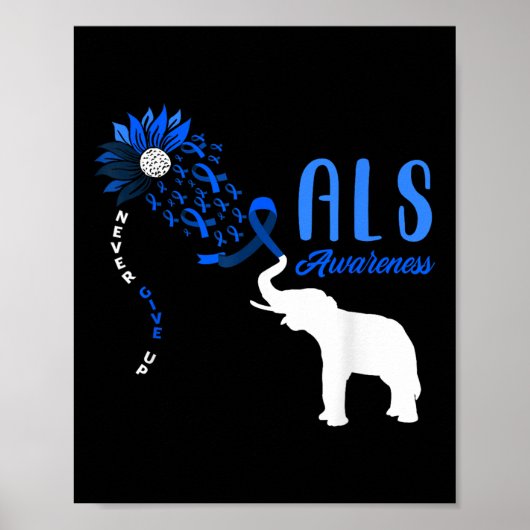 Blue Ribbon Elephant als Warrior Support als AWARE Poster (Voorkant)