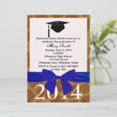 Blue Ribbon en Giraffe Afstuderen Uitnodiging (Staand voorkant)